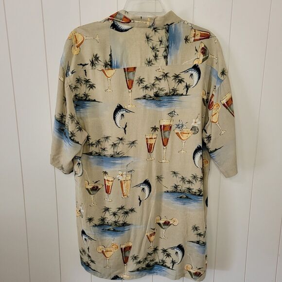 Pierre Cardin Mens Shirt Sz M Tropical Vacation Short Sleeve Button Up Dad Camp - Picture 5 of 7